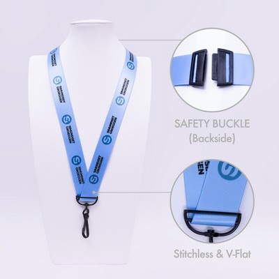 1" V-Flat™ J-Hook Lanyard with Choice of Attachement and Safety Breakaway